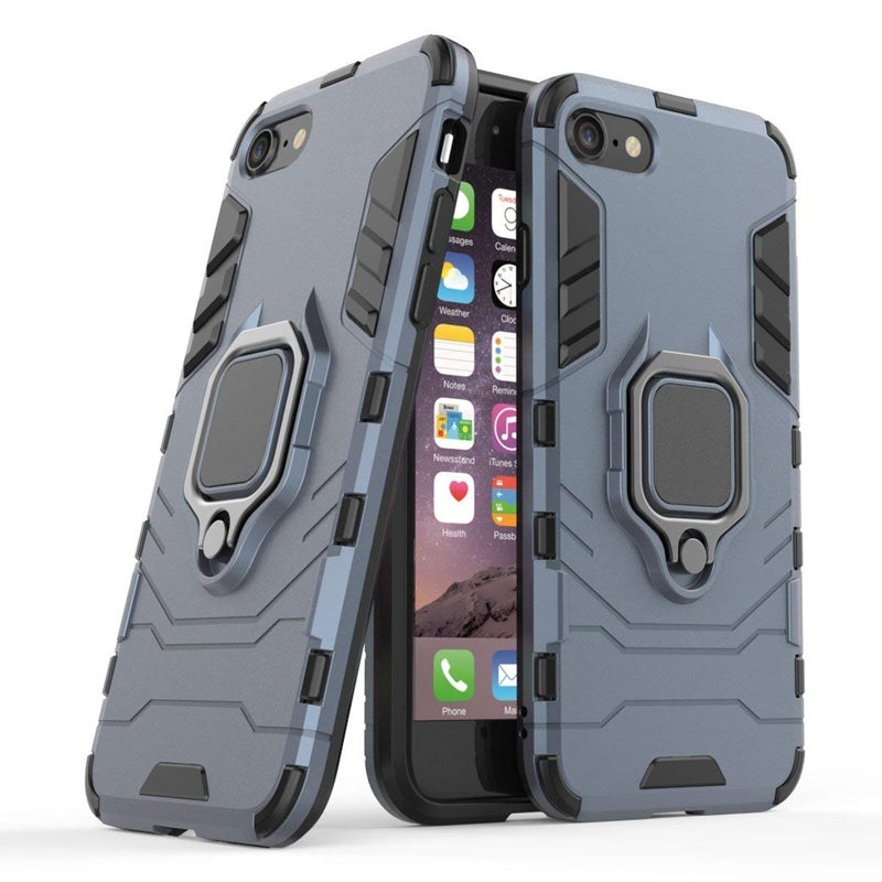 MaiJin Compatible with iPhone 7 / iPhone 8 Case, Magnetic Car Phone Ring Holder 360 Protective Case for Apple iPhone 7, iPhone 8 (Navy Blue) - Image 1